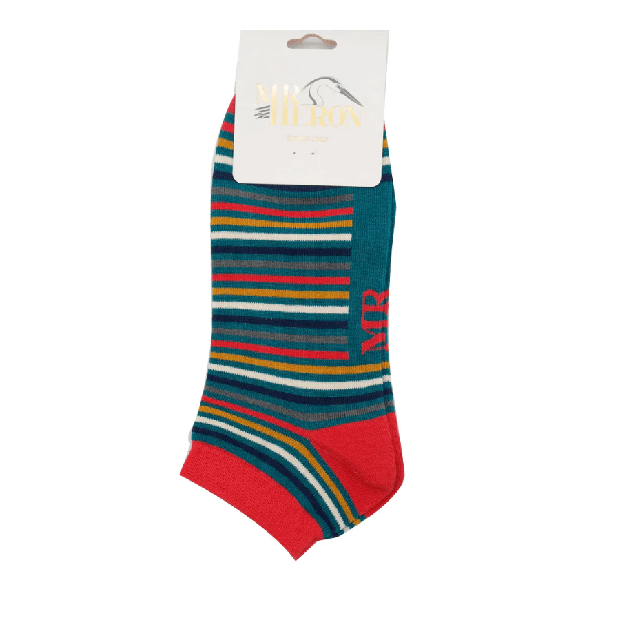 Men's Men’s Vibrant Stripes Trainer Bamboo Socks,  Teal - Image 3