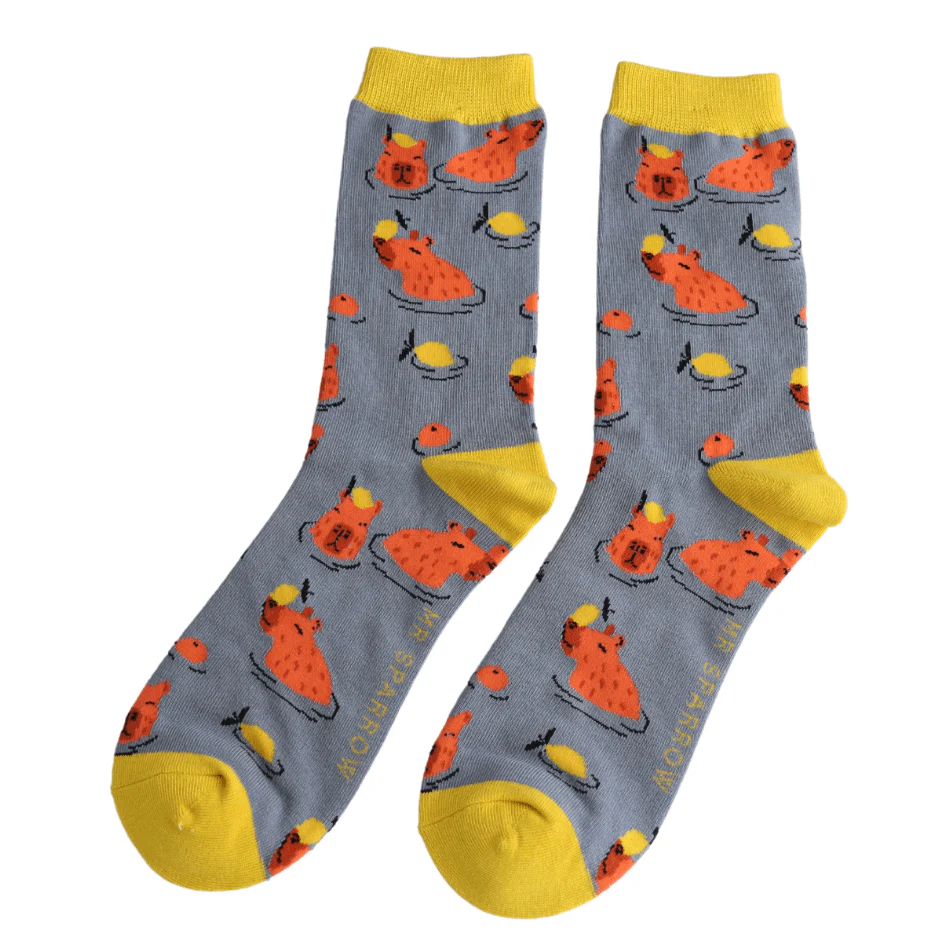 Men's Mr Sparrow Bamboo Socks Capybara Denim