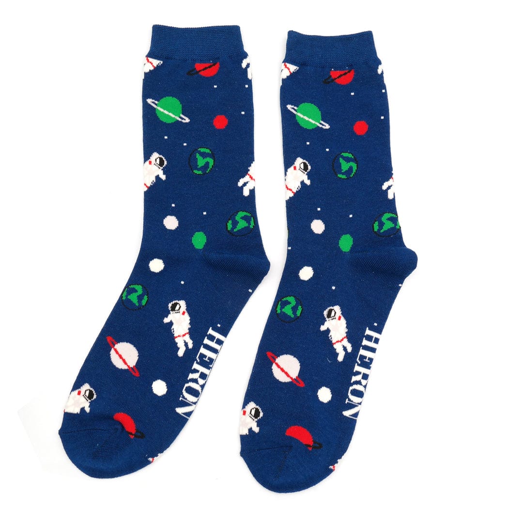 Men's Navy Astronaut and Space Bamboo Socks, Mr Sparrow - Image 2