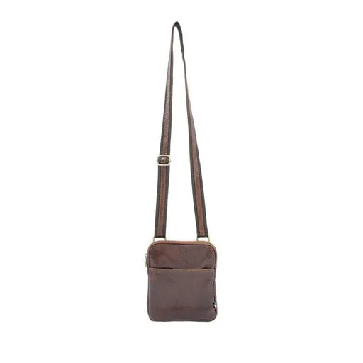 Men's / Unisex Italian Tamponato Leather Slim Square Crossbody Travel Bag - Image 2