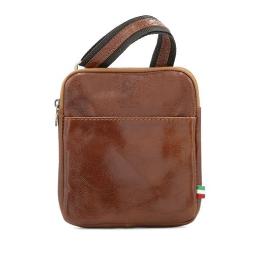 Men's / Unisex Italian Tamponato Leather Slim Square Crossbody Travel Bag - Image 3