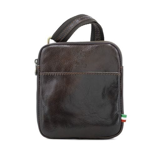 Men's / Unisex Italian Tamponato Leather Slim Square Crossbody Travel Bag - Image 4