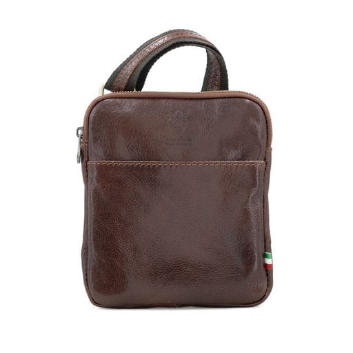 Men's / Unisex Italian Tamponato Leather Slim Square Crossbody Travel Bag - Image 5