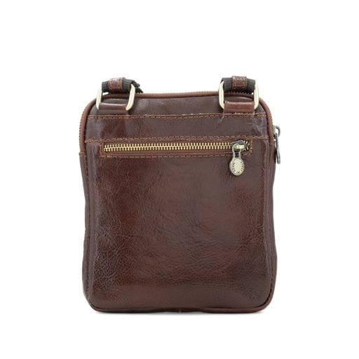 Men's / Unisex Italian Tamponato Leather Slim Square Crossbody Travel Bag - Image 7