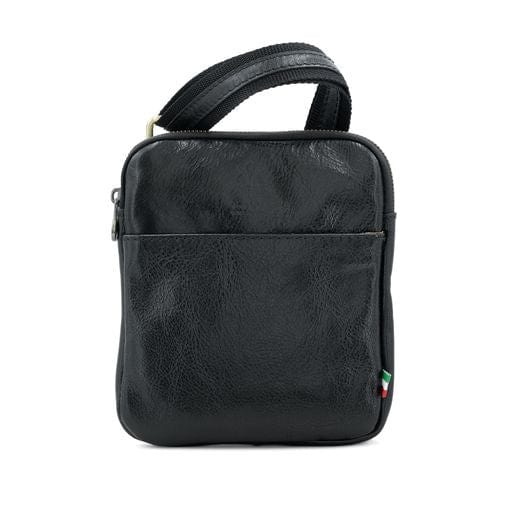 Men's / Unisex Italian Tamponato Leather Slim Square Crossbody Travel Bag - Image 8