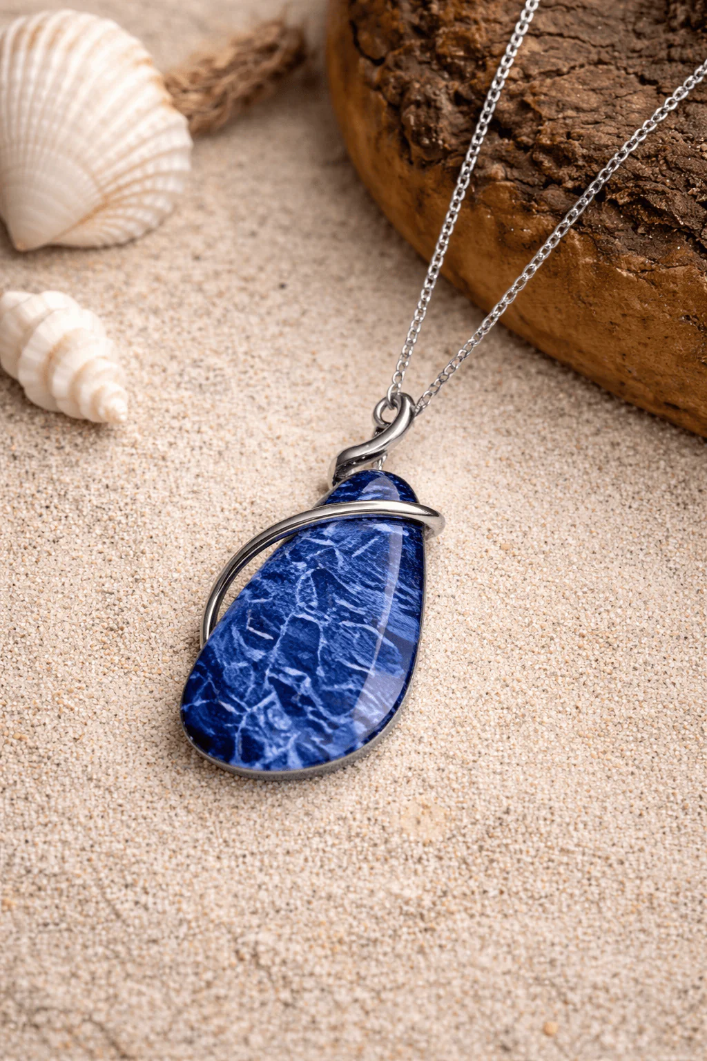 Miss Milly Indigo Blue Teardrop Pendant Necklace - Image 2