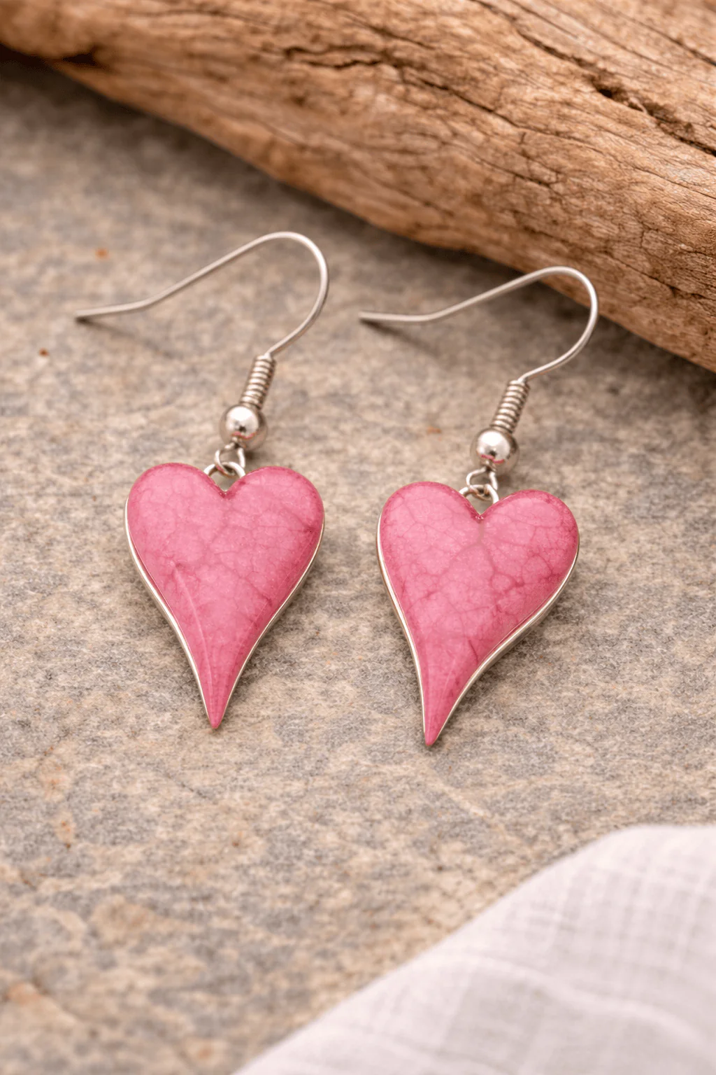Miss Milly Pink Heart Drop Earrings - Image 2
