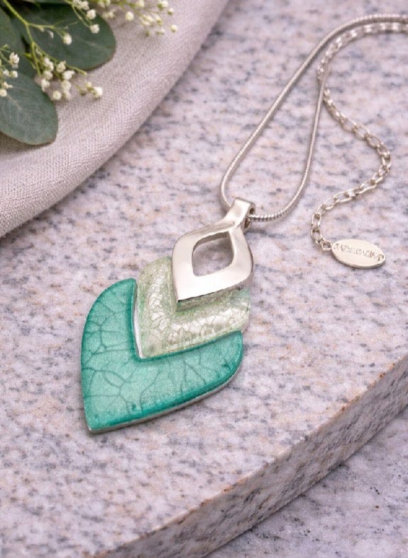 Miss Milly Seafoam Green Layered Heart Resin Pendant Necklace - Image 5