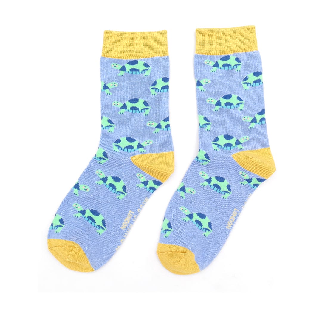 Miss Sparrow Bamboo Socks Girls Turtles Light Blue 7-9 Years