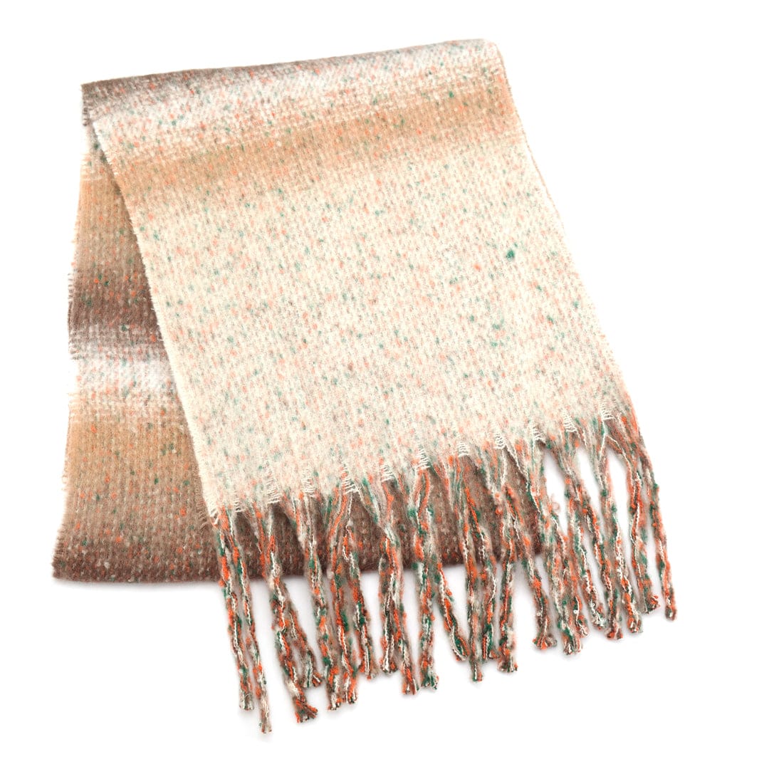 Miss Sparrow Heather Stripes Chunky Knit Scarf Beige - Image 2