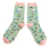 Miss Sparrow Ladies Bamboo Socks Birdie Design Green - Image 2