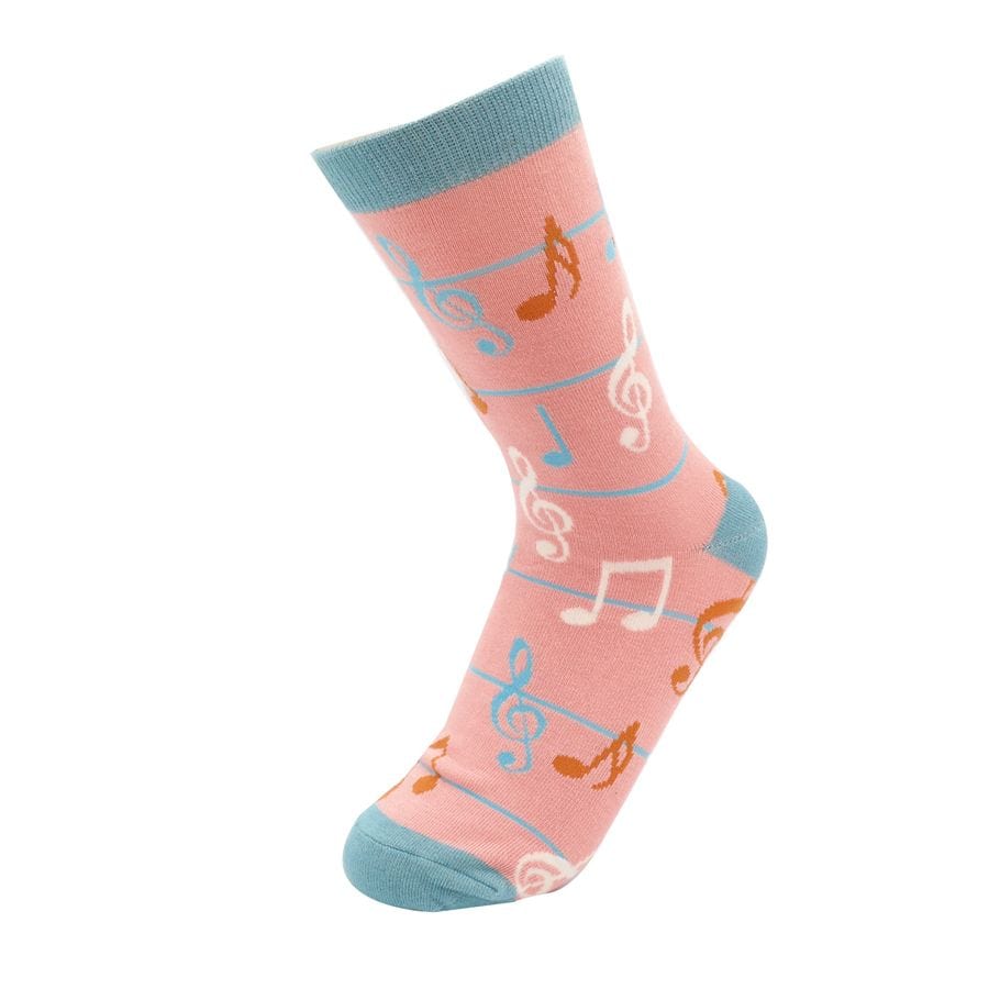 Miss Sparrow Musical Notes Bamboo - Pink Socks - Image 2
