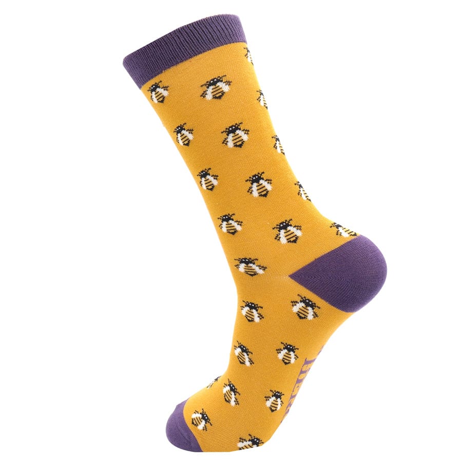 Mr Heron Honey Bee's Design Bamboo Socks , Men's Mustard - Image 3