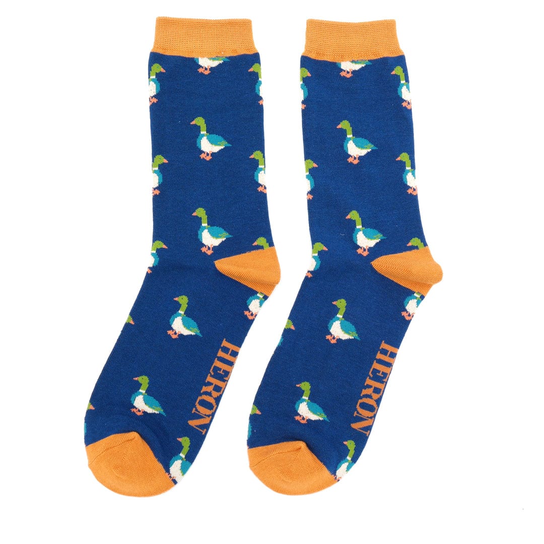 Mr Sparrow Mallard's Design Bamboo Socks , Men's Navy Blue - Image 2