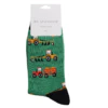 Mr Sparrow Men's Bamboo Socks Tractors Harvest Design Green - Image 3