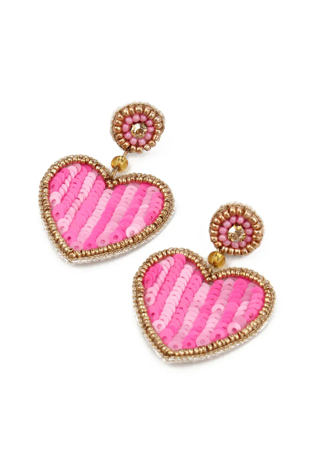 My Doris Pink Stripe Heart Beaded Earrings - Image 2