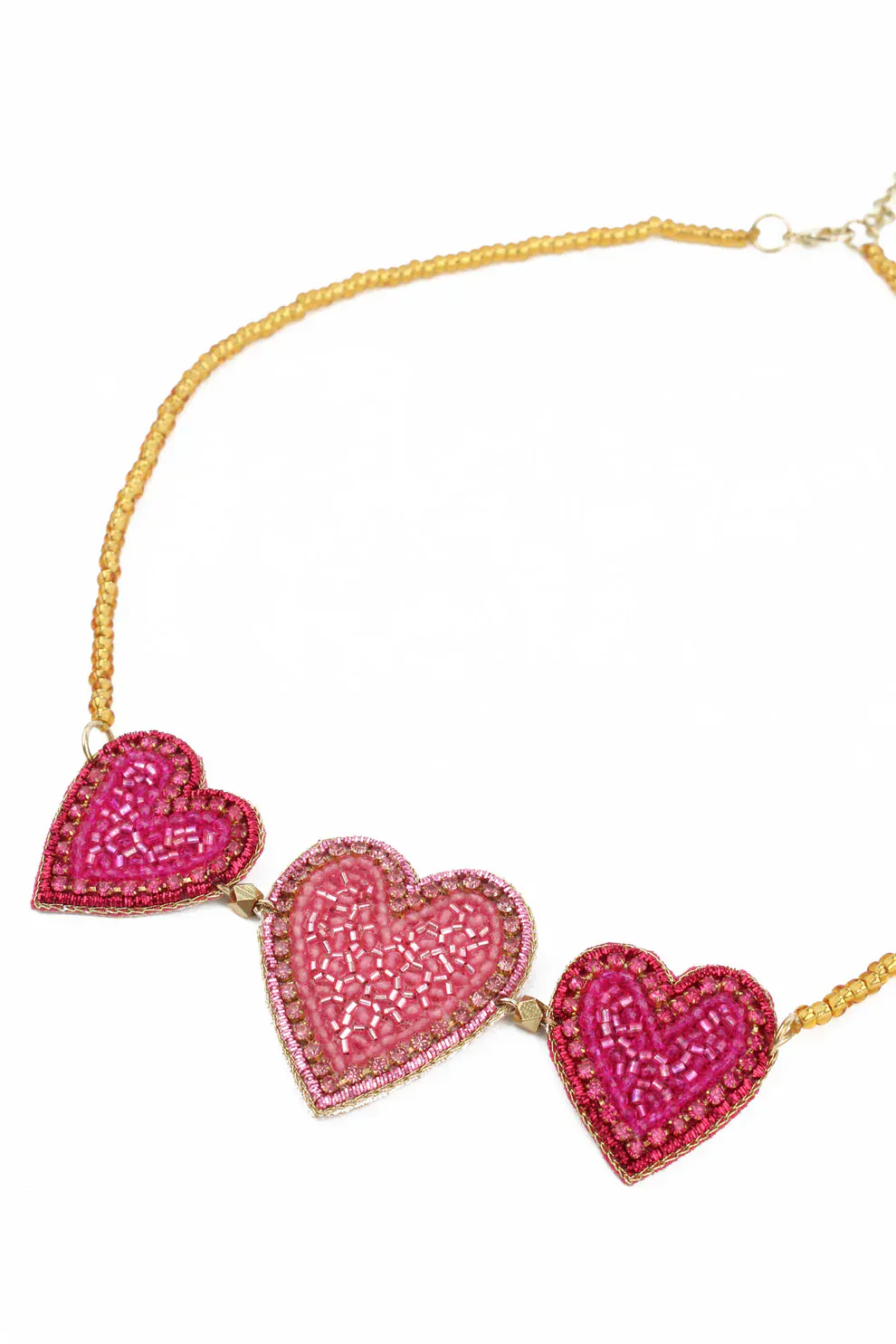 My Doris Triple Beaded Pink Heart Necklace - Image 2