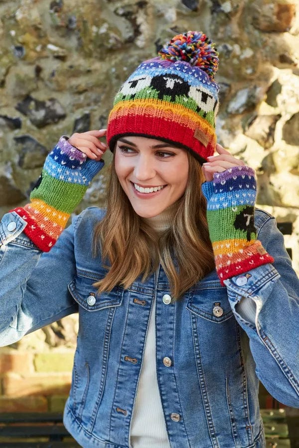 Pachamama Black Sheep Handwarmer Rainbow, Womens Handmade, Fairtrade - Image 2