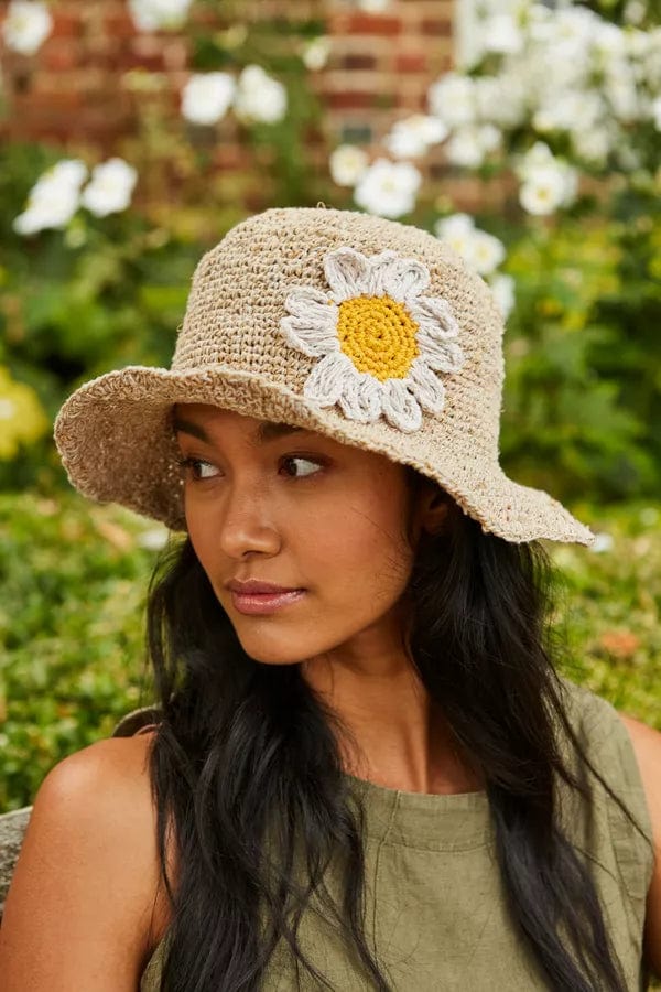 Pachamama Daisy Hemp/Cotton Sun Hat Natural, Packable, Foldable, Fair Trade, Handmade - Image 4