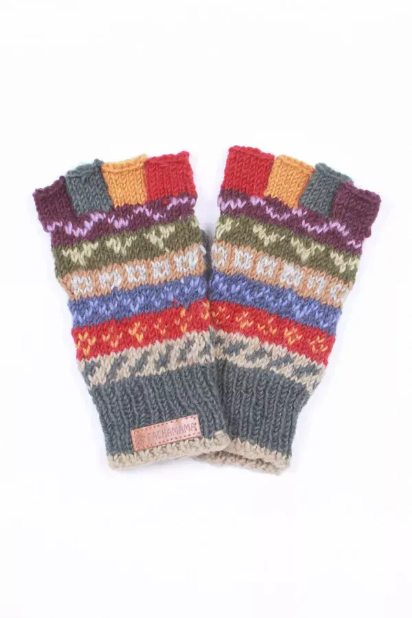 Pachamama Elveden Fingerless Gloves , Handknitted , Fairtrade - Image 2