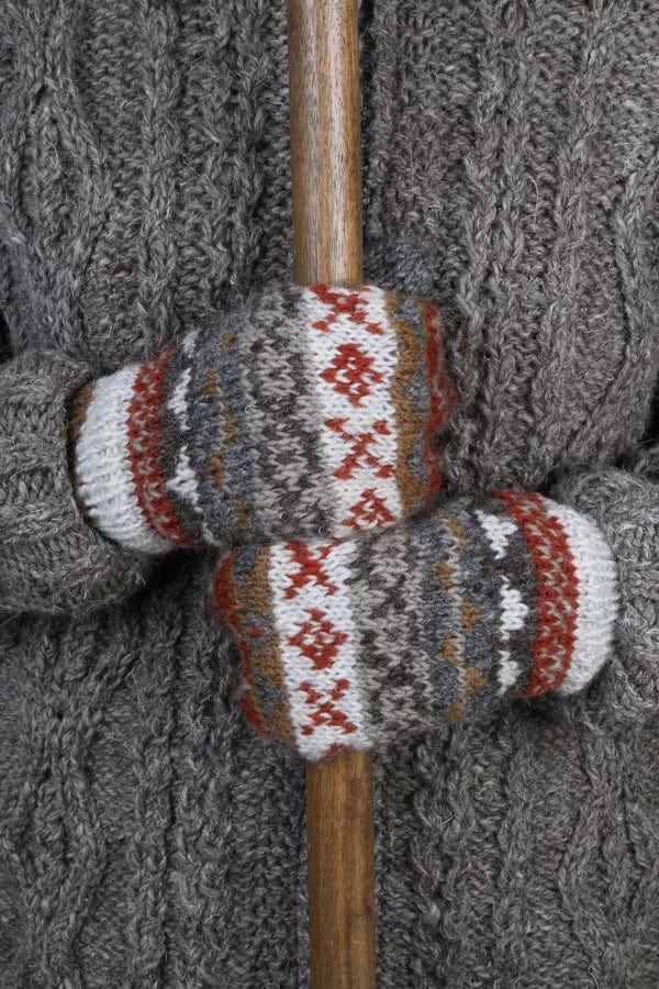 Pachamama Classic Fair Isle (previously named Finisterre ) Glove Mitts, Handknitted Grey, Womens - Image 5