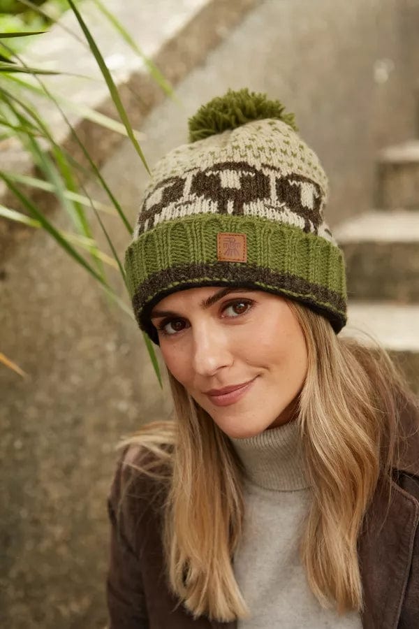 Pachamama Herdwick Sheep Roll Back Bobble Beanie, Womens Fairtrade, Handmade - Image 2