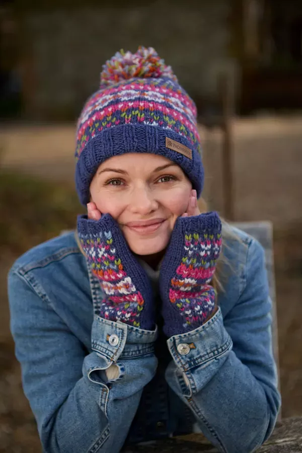 Pachamama Killarney (Merino) Bobble beanie Denim - Image 2