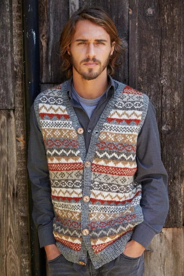 Pachamama Mens Classic Fairisle Waistcoat, Handmade, Fairtrade. - Image 4