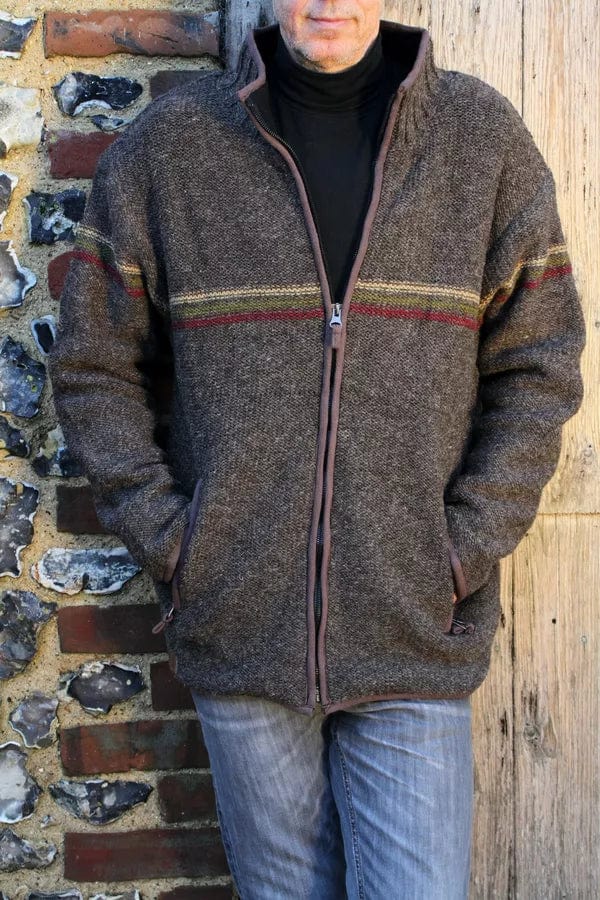 Pachamama Mens Connemara Jacket Bark , Handmade, Fair Trade - Image 3