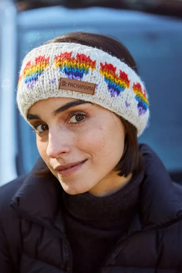 Pachamama Rainbow Heart Headband Oatmeal, Womens Handmade, Fairtrade - Image 2