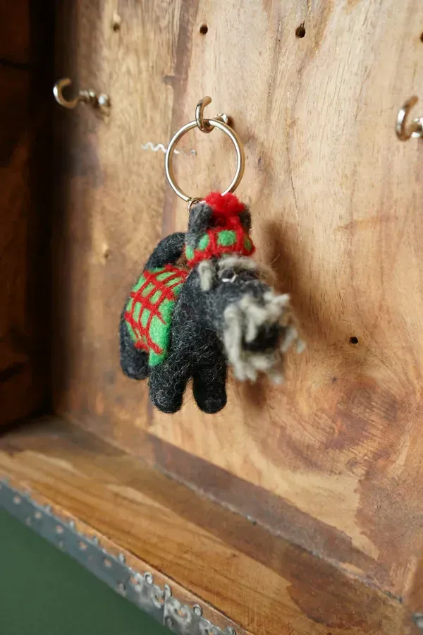Pachamama Scottie In A Sweater Keyring, Handmade , Fair Trade - Image 2