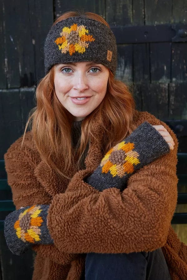 Pachamama Sunflower Handknitted Headband Womens - Image 2