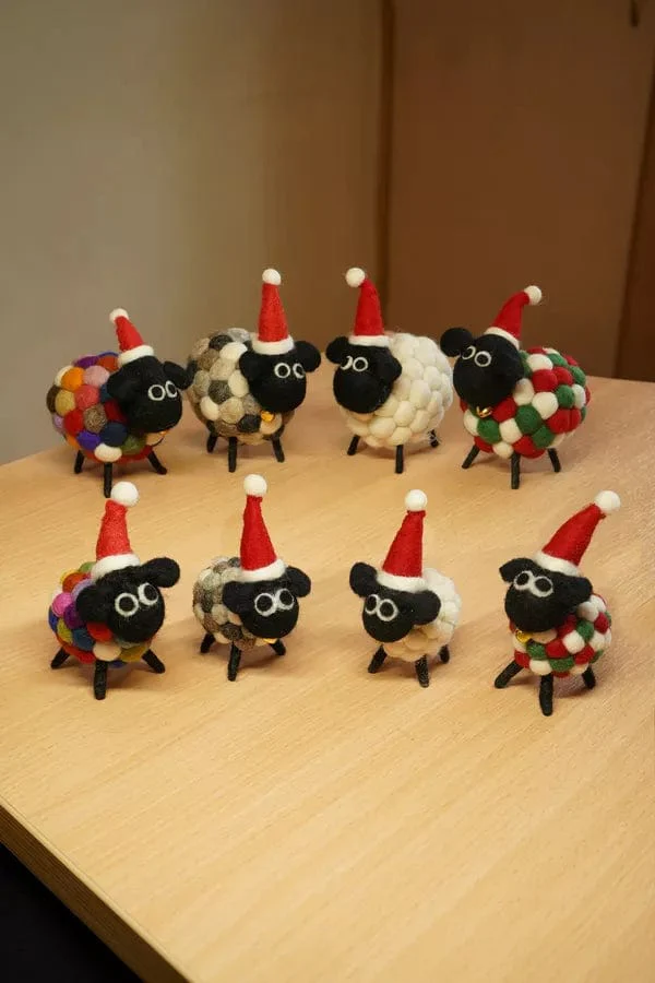 Pachamama Tessa At Christmas Sheep, Hand Felted, Fairtrade. - Image 4