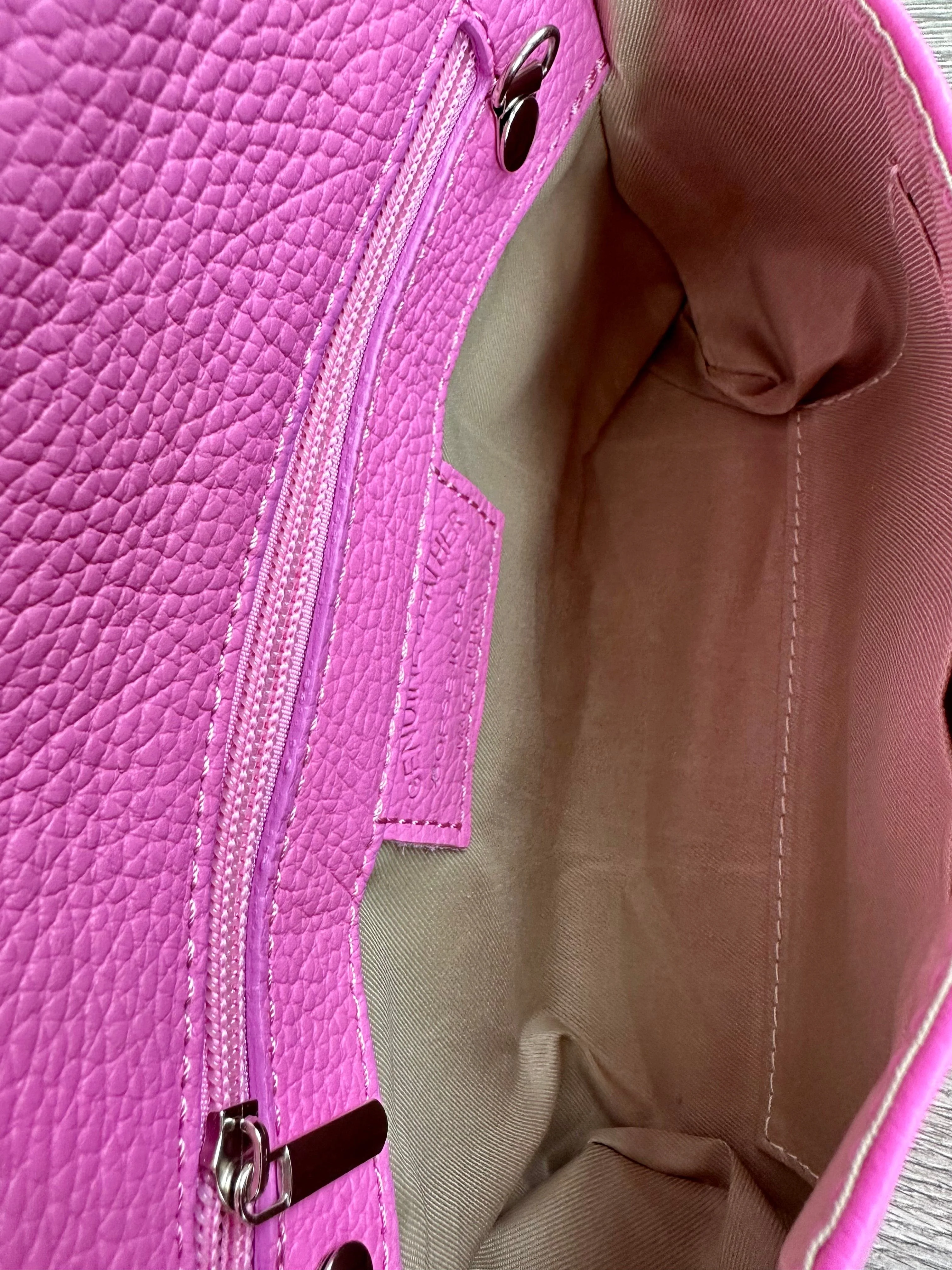 Pastel Pink Italian Leather Clutch Bag , Evening Bag with Loop Handle - Image 4