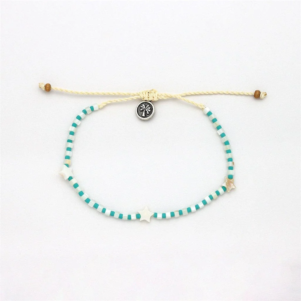 Pineapple Island Blue Glass and Mother of Pearl Star Charms Bracelet - Image 2