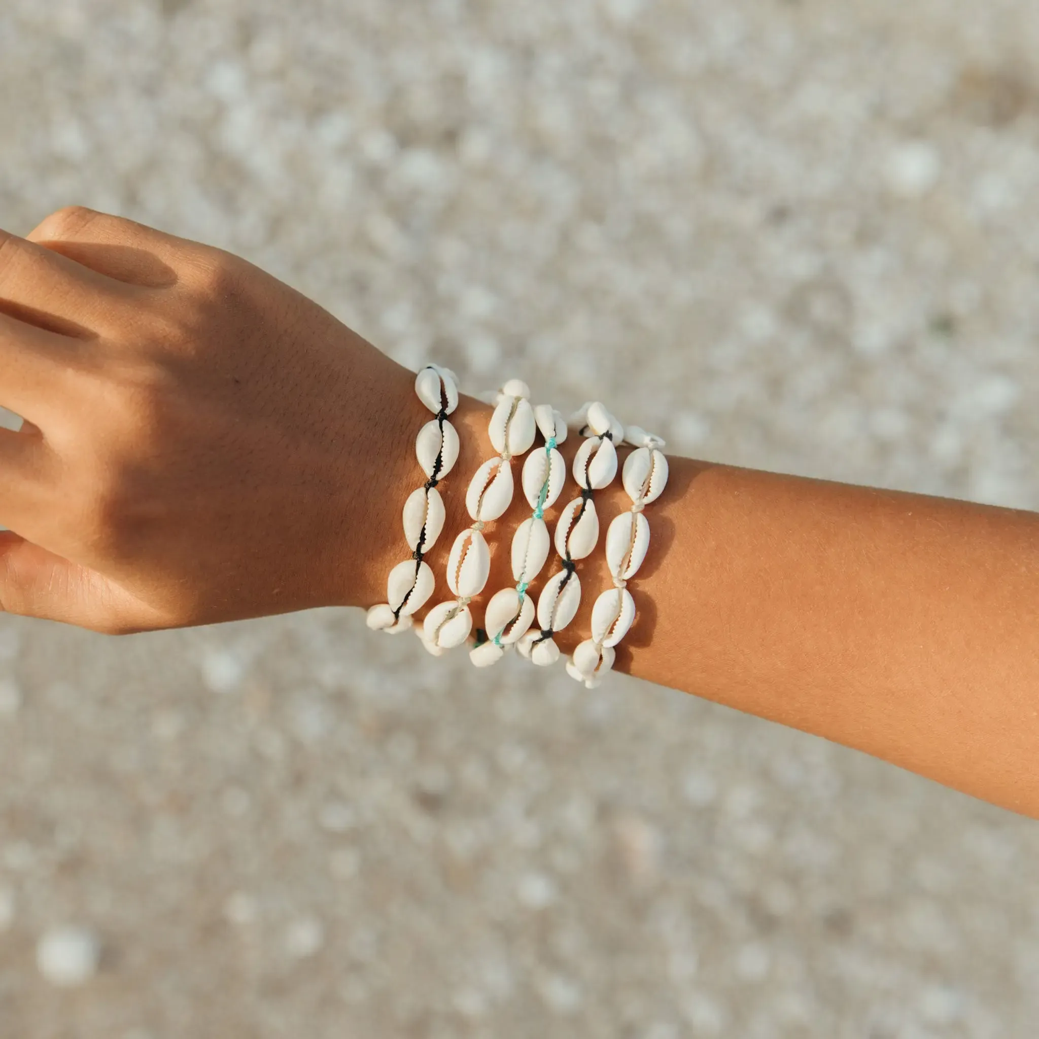 Pineapple Island Livadi Cowrie Shell Bracelet Aqua - Image 2