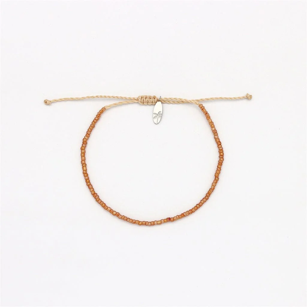 Pineapple Island Marley Glass Beaded Bracelet Pale Brown - Image 2