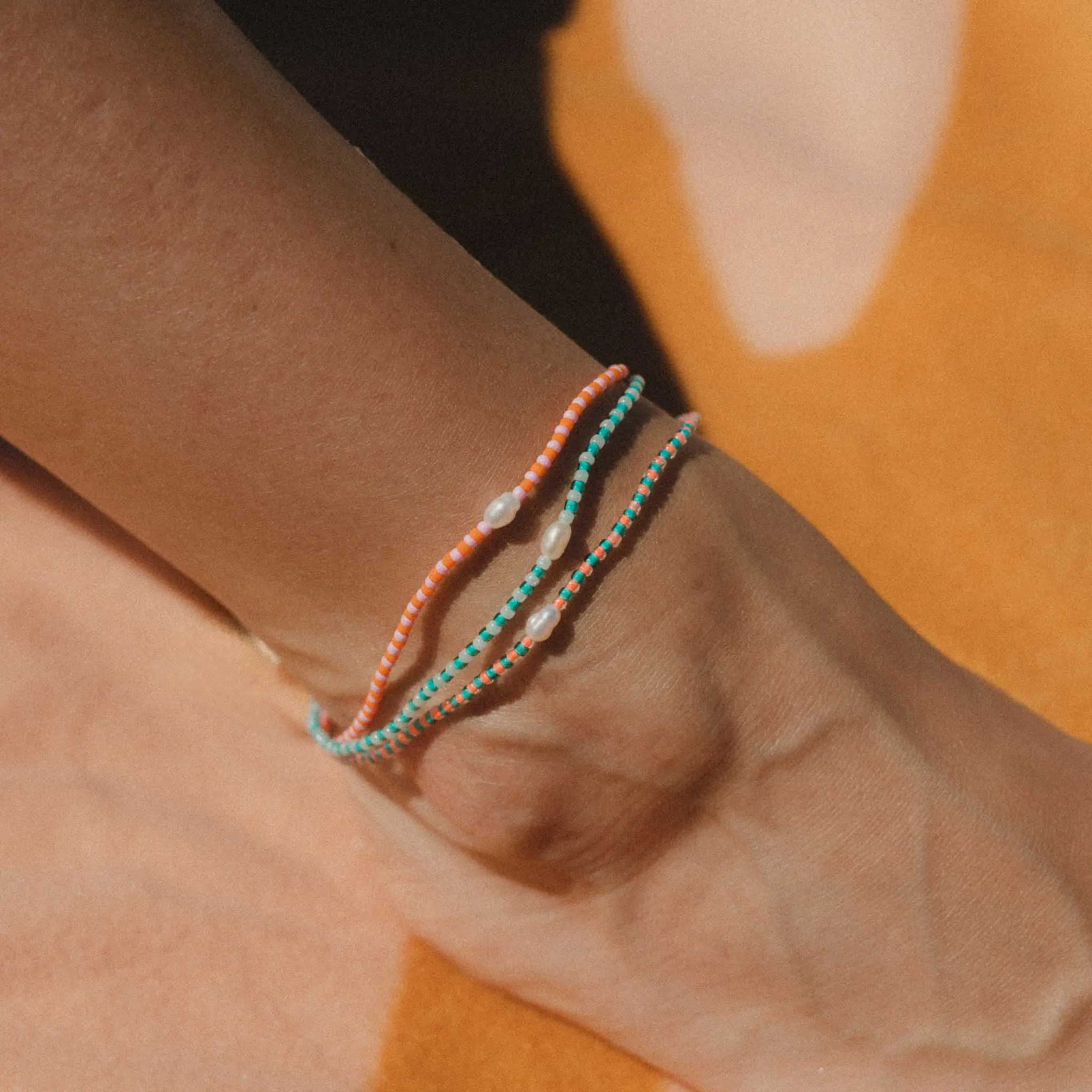 Pineapple Island Mutiara Dainty Beaded Pearl Anklet Aqua - Image 3