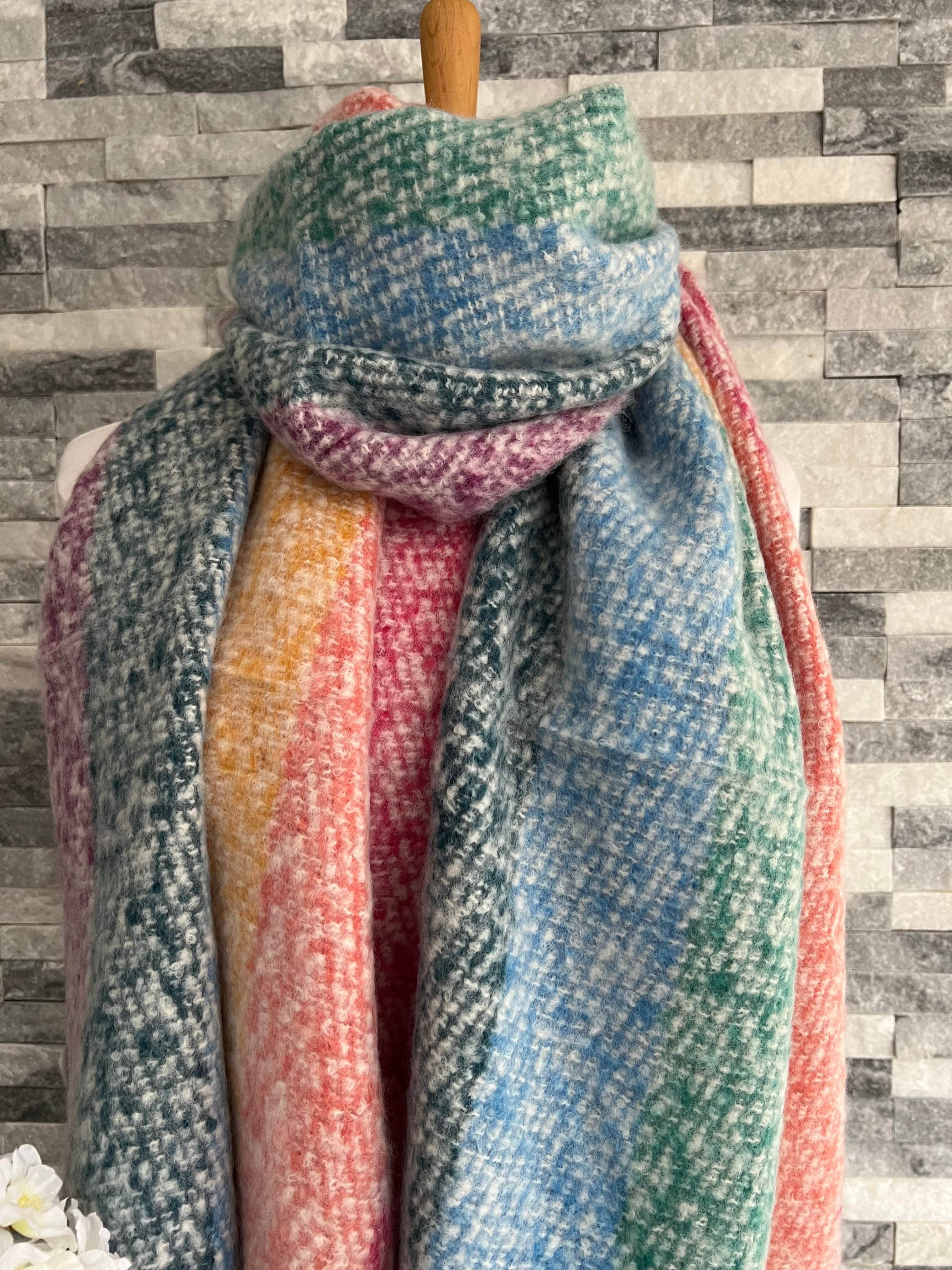 Rainbow Stripes Winter Scarf - Image 3
