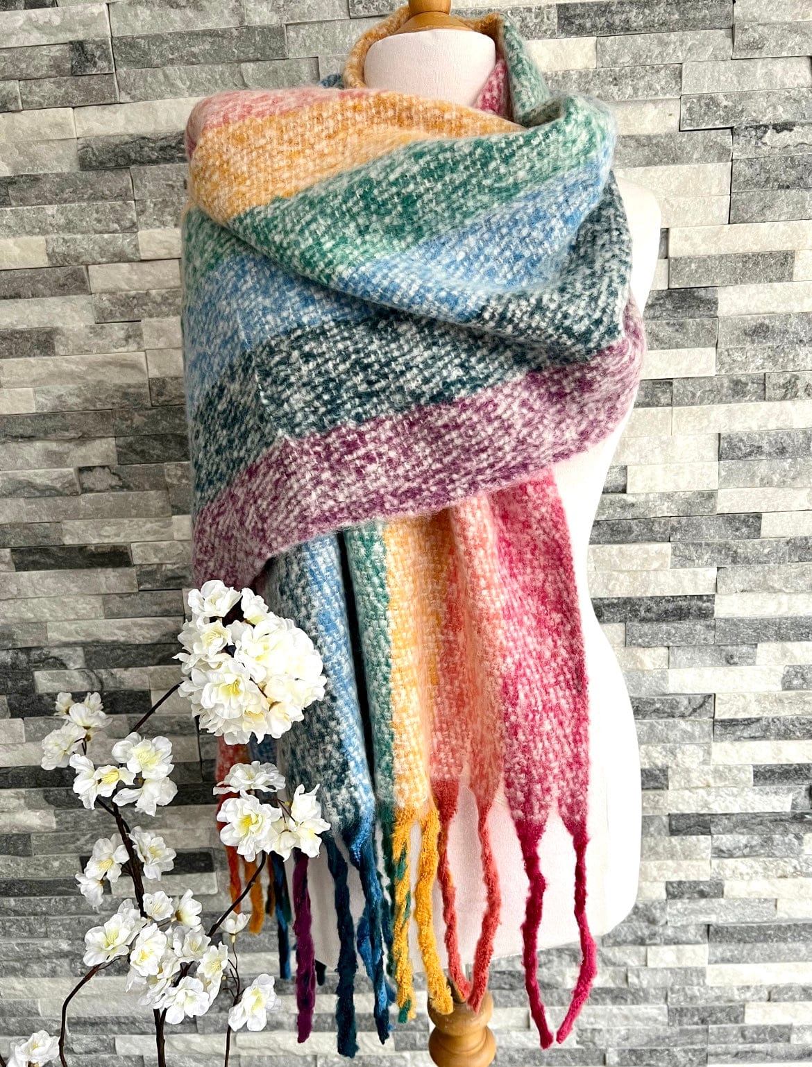 Rainbow Stripes Winter Scarf - Image 4
