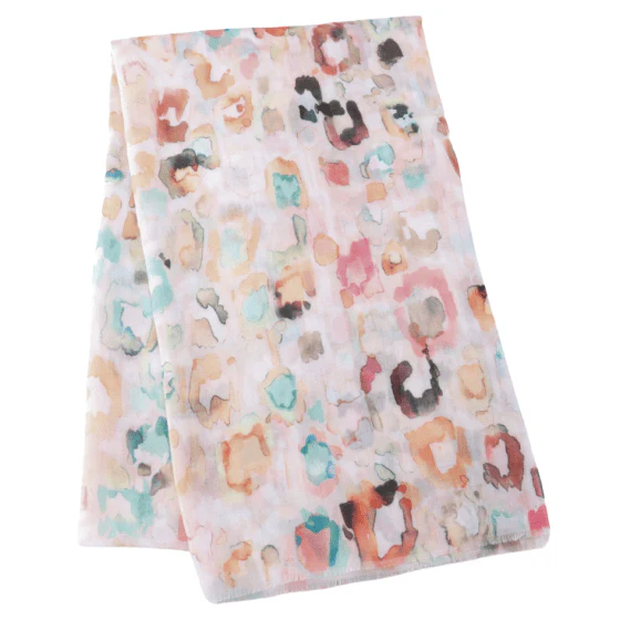 Red Cuckoo Pastel Leopard Print Scarf , Multi Coloured Pastels - Image 2