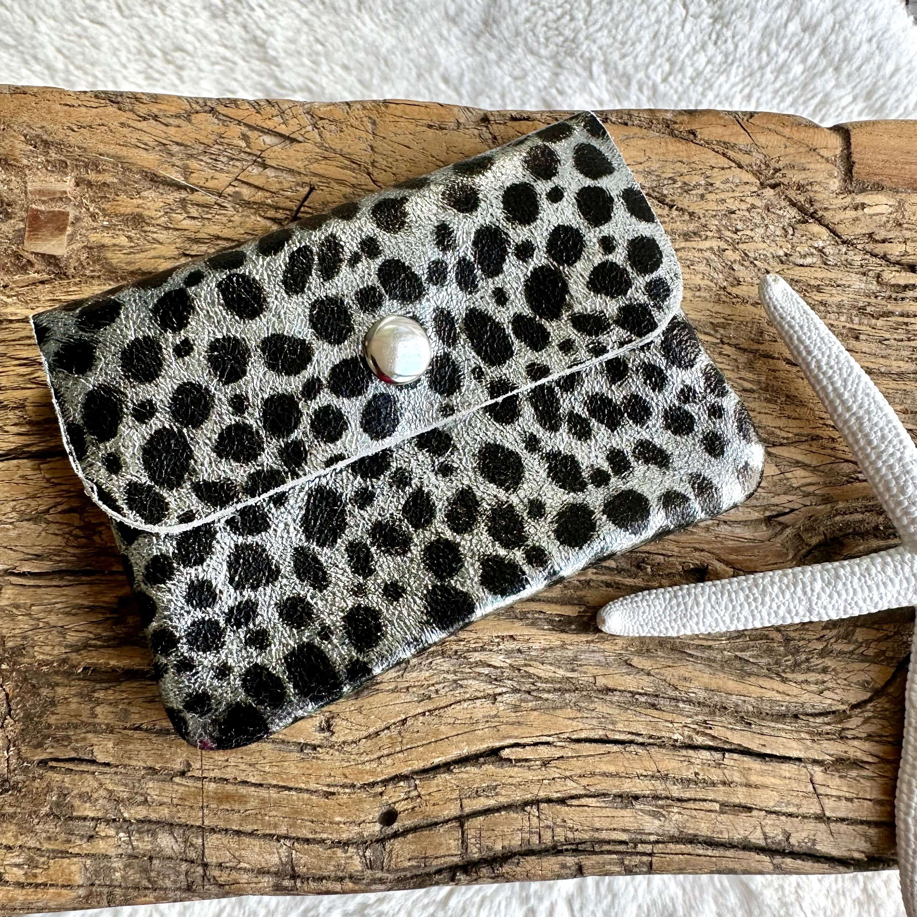 Small Italian Leather Coin Purse , Animal Print Design. - Image 4