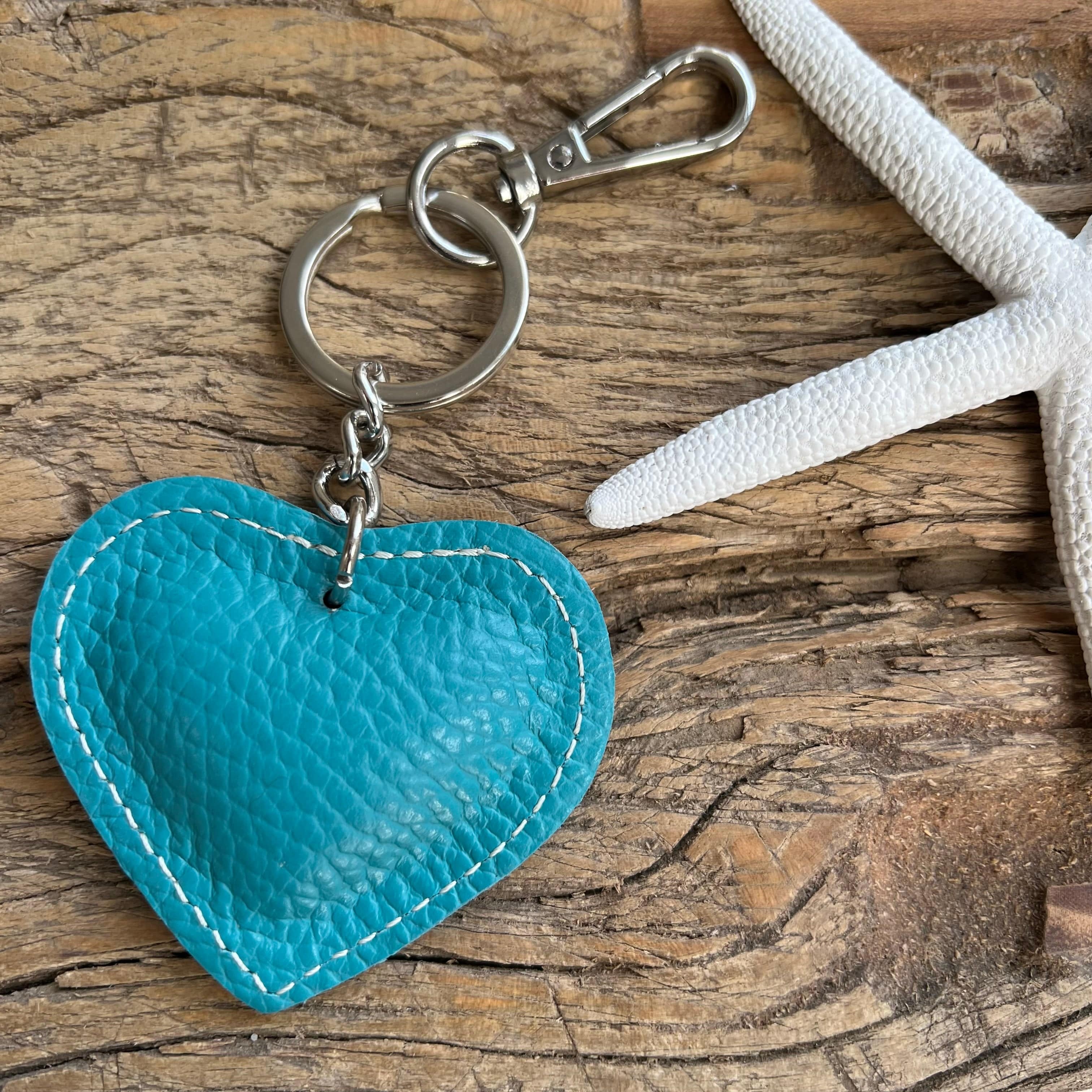 Italian Leather Heart Padded Keyring. - Image 5