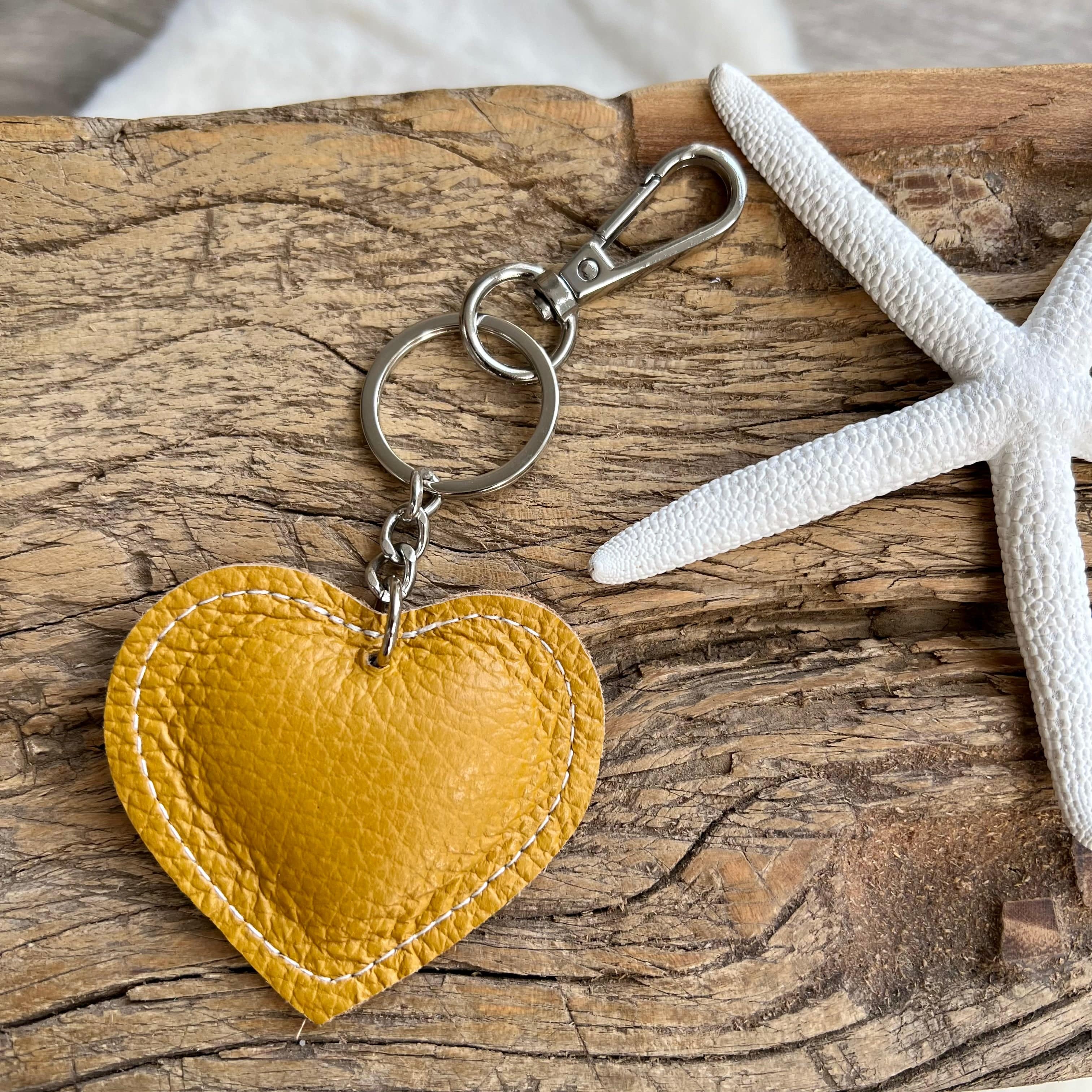 Italian Leather Heart Padded Keyring. - Image 7