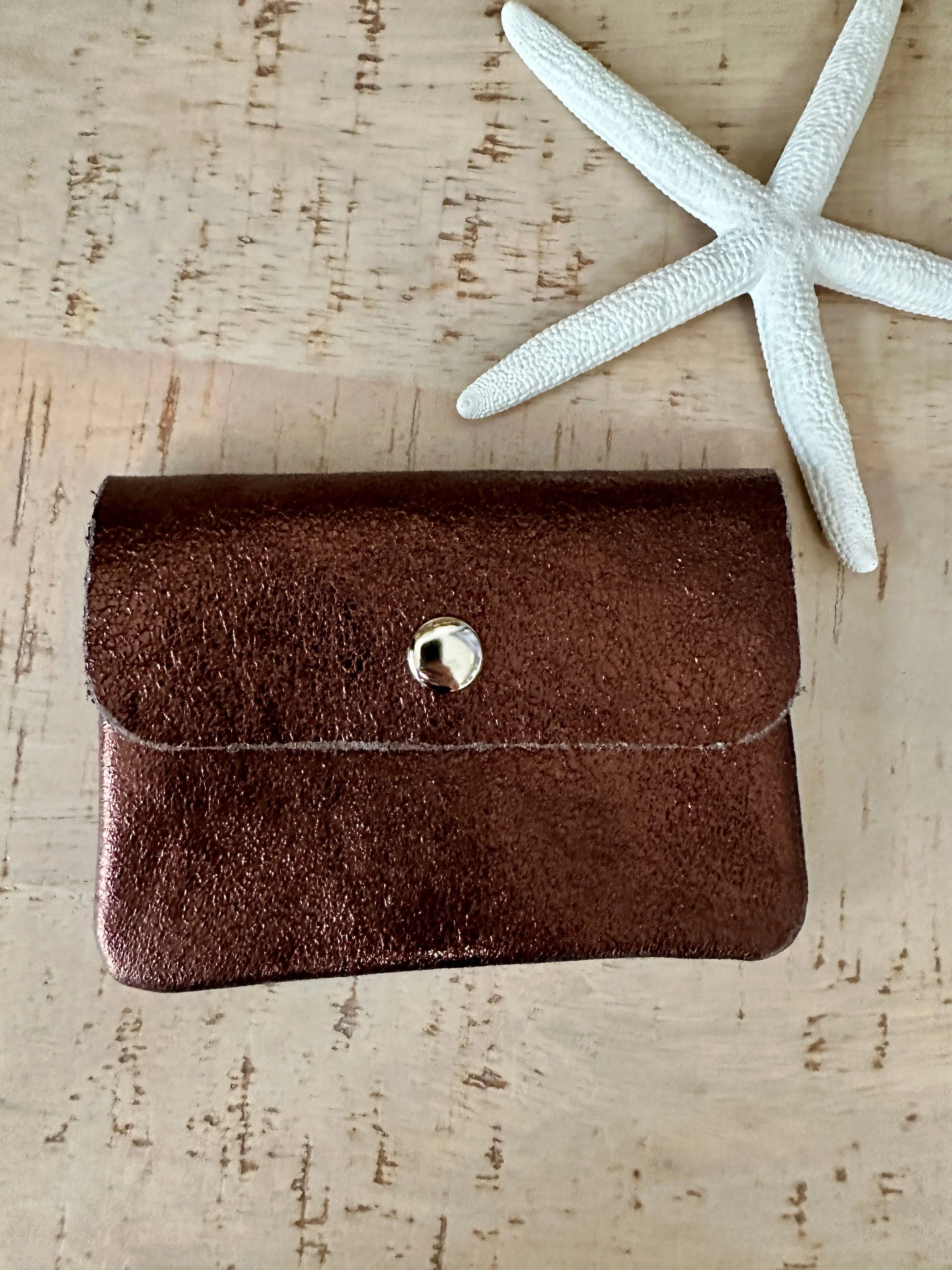 Small Metallic Italian Leather Coin Purse with Popper - Image 15