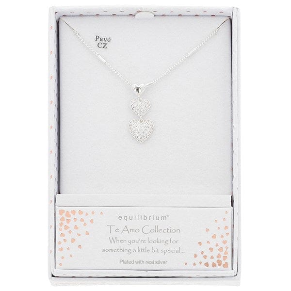 Te Amo Silver Plated Triple Heart Necklace - Image 2