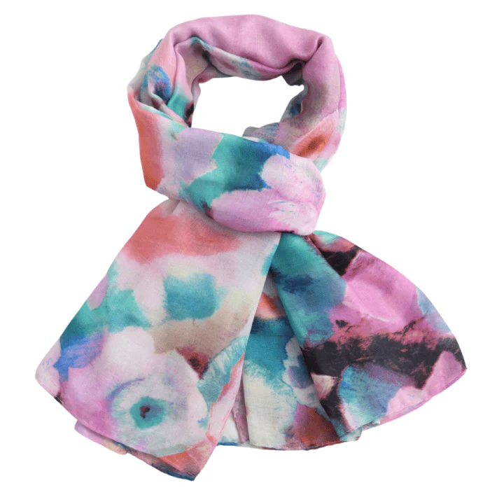 Watercolour Floral Pink Multi Scarf - Image 2
